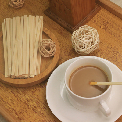Biodegradable Coffee Bamboo Stir Sticks Individually Wrapped 110mm For Beverage