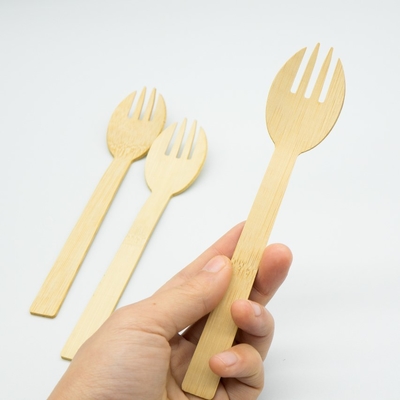16cm Disposable Bamboo Cutlery Biodegradable Sporks Bulk For Cake Salad
