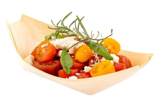 7inch Handmade Wood Disposable Serving Cone Sushi Food Boat For Dessert